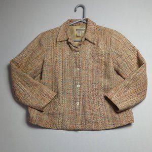 Coldwater Creek Womens Size 6 Beige 100% Silk Shell Jacket Button Up Casual